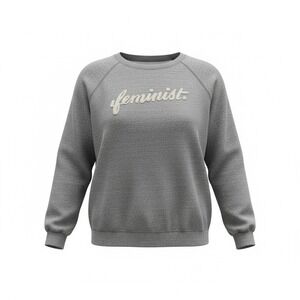 Feminist Gray  grey Sweatshirt Size Large Embroidered Women's Rights Appliqué